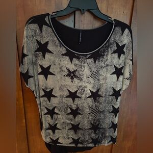 Skinny Minnie Black and Cream Star Tee